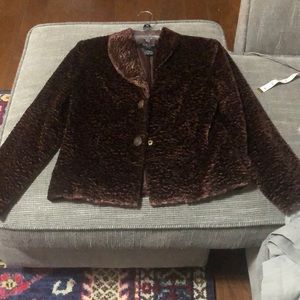 Fuzzy brown textured dress coat